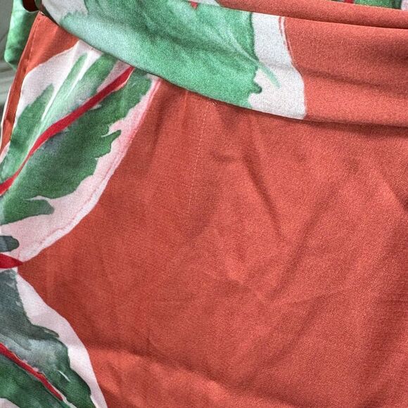 Hutch Womens Britton Wrap Mini Dress Orange Floral Tie Stretch Lined Tropical M - Picture 7 of 10